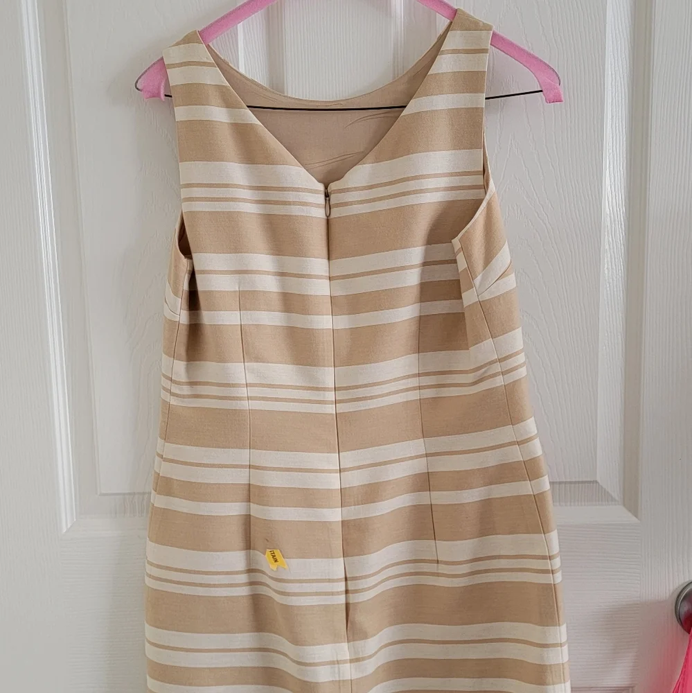 Banana Republic Tan and Cream Striped Boatneck Shift Dress, Size 2 - Picture 6 of 16
